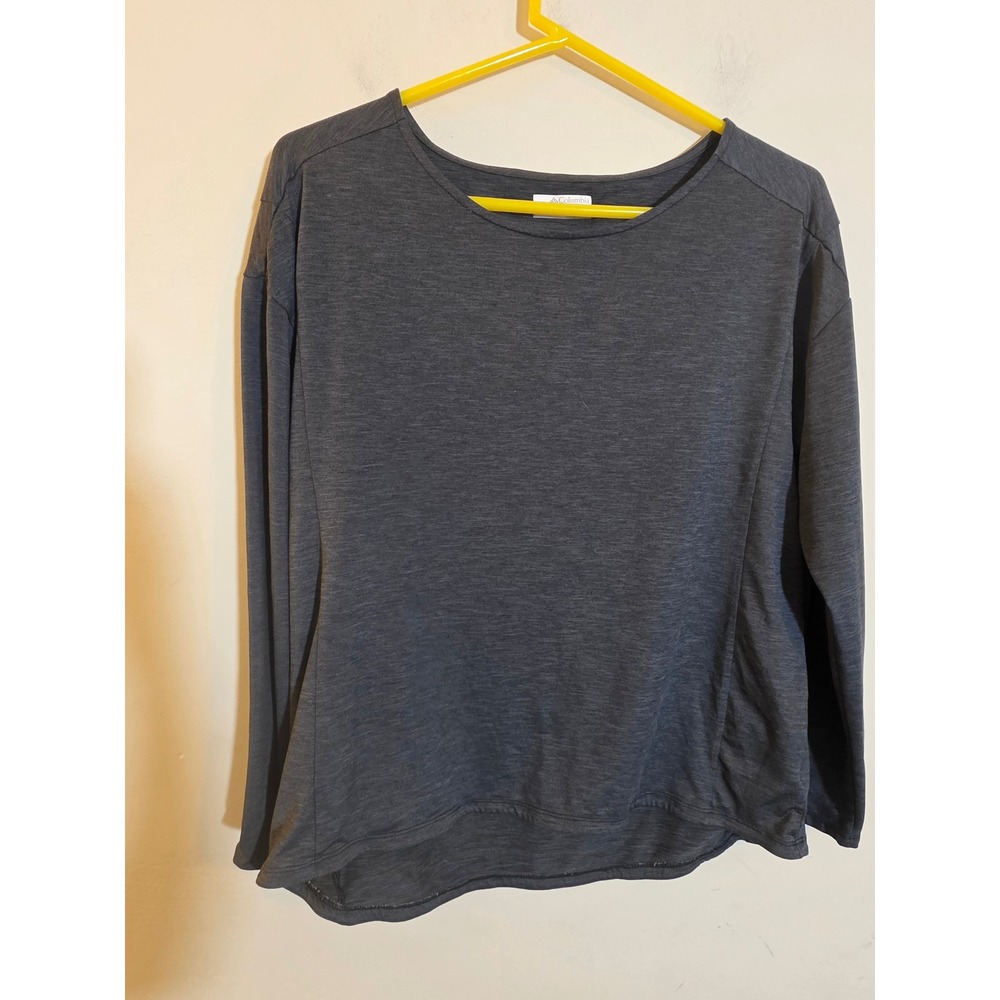 Columbia Womens Space Dye Long‎ Sleeve Crew Neck Top Charcoal Gray Size Large